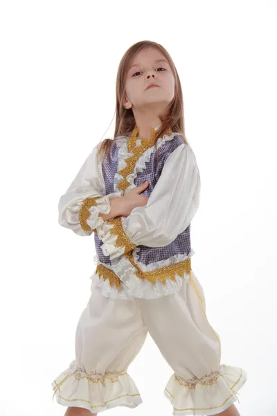 Charming little girl in a beautiful fancy dress — Stock Photo, Image