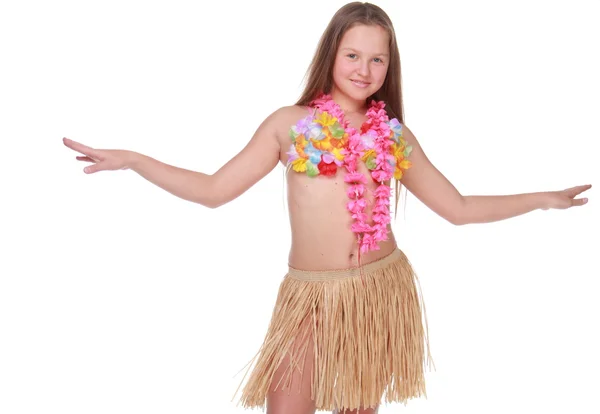 Beautiful teen wearing hawaii costume Royalty Free Stock Images