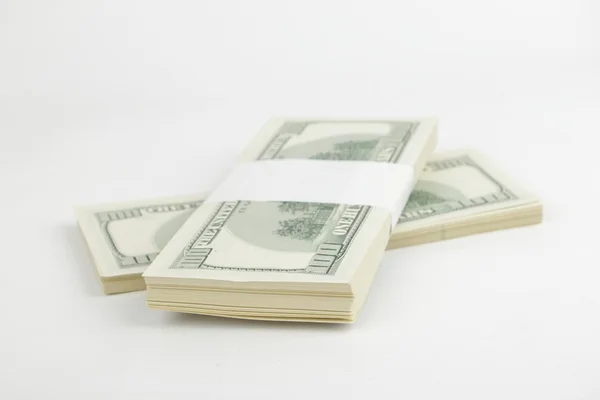 Two stacks of one hundred dollars — Stock Photo, Image