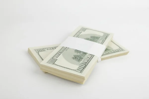 Two stacks of one hundred dollars — Stock Photo, Image