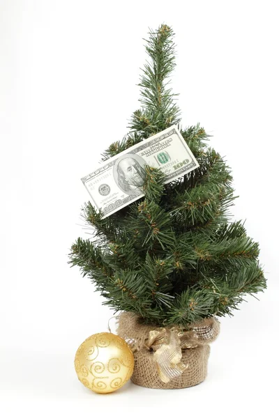 Para ile süslenmiş Noel ağacı — Stok fotoğraf