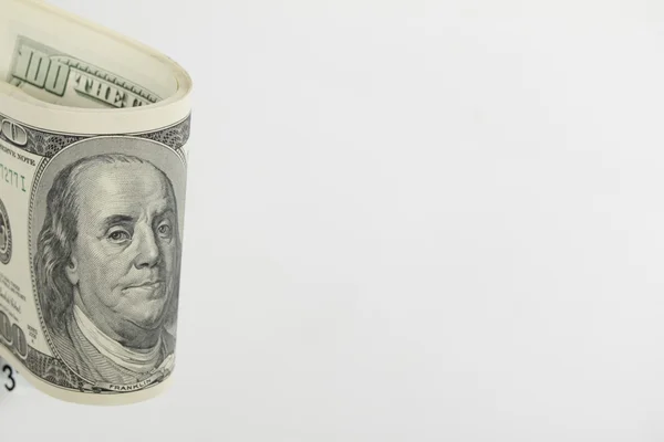 American hundred dollar bill on white background — Stock Photo, Image