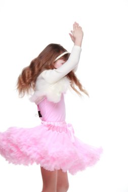 kamera için poz bir pembe tutu güzel saçlı güzel çocuk