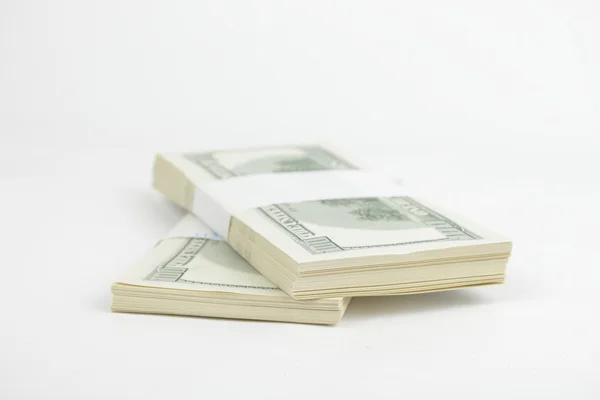 One hundred dollars stack on a white background — Stock Photo, Image