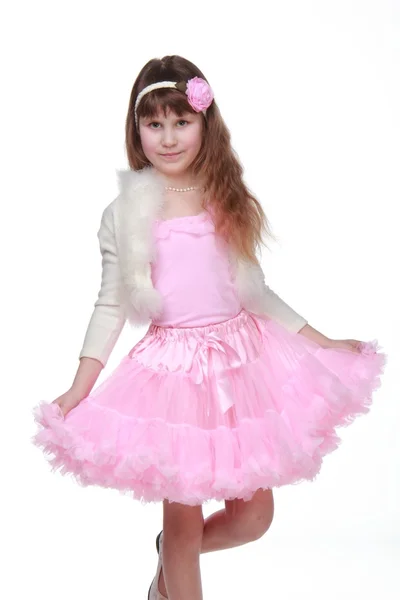 Bambina ballerina su sfondo bianco — Foto Stock