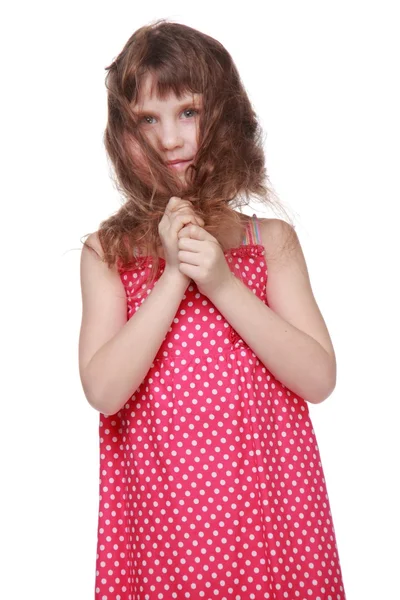 Portret van een klein meisje in zomerjurk — Stockfoto