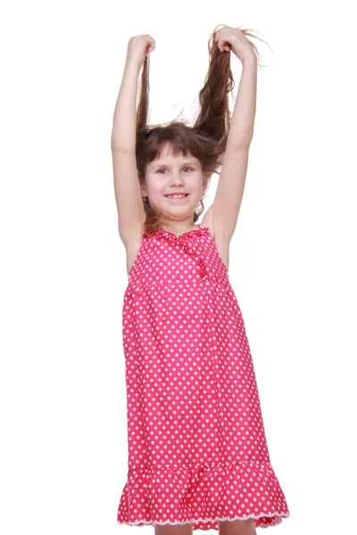 Retrato de una linda niña con el pelo largo — Foto de Stock