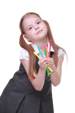 Keçeli Kalemler ile kız öğrenci portresi Studio