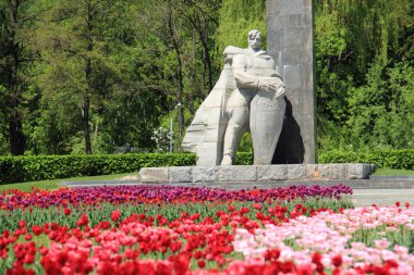 poltava, Ukrayna, Zafer Anıtı üzerinde Lale alan