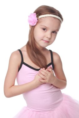 güzel saçların daimi bir bale poz ile şirin küçük balet