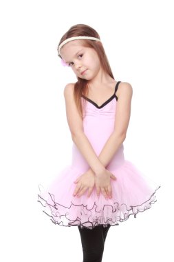 Beyaz arka plan üzerinde izole bir swangirl gibi dans güzel tutu giyen genç balerin