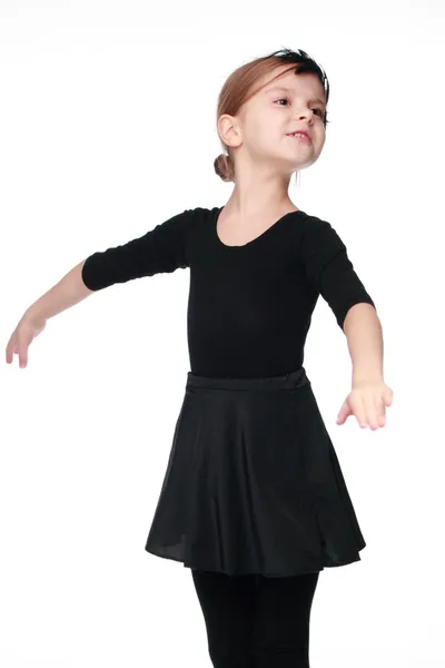 Pequeña bailarina sonriente Bailarina elegante en un disfraz de bailarina — Foto de Stock