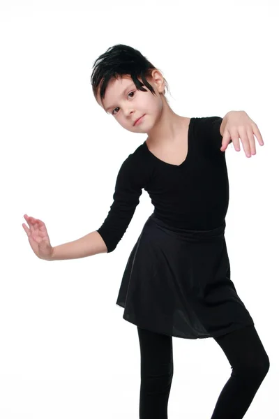 Sorrindo pequena bailarina menina Elegância dançarina em um traje de bailarina — Fotografia de Stock