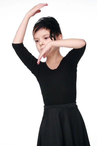 Menina encantadora em um terno de dança está expressando emoção através da dança Menina bonita em pose de dança — Fotografia de Stock