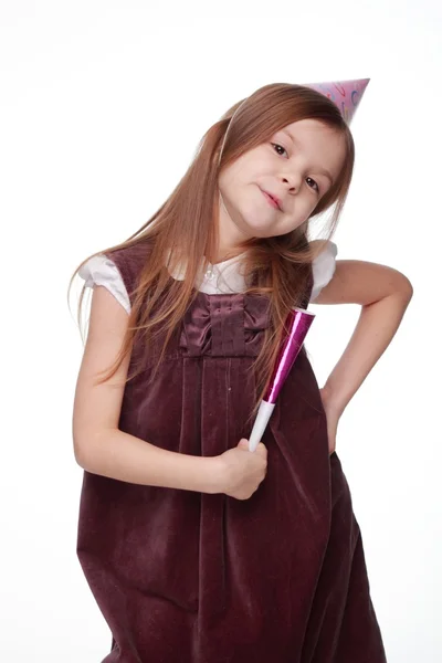 Pretty joyful kid girl on Holiday party — Stock Photo, Image