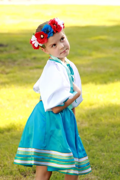 Cute little girl in Ukrainian traditional costume — Stock Photo, Image