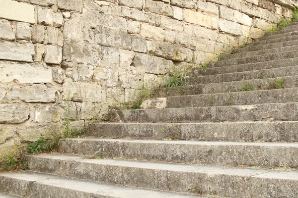 Gamla trappor och kolumner täckt av murgröna blad — Stockfoto