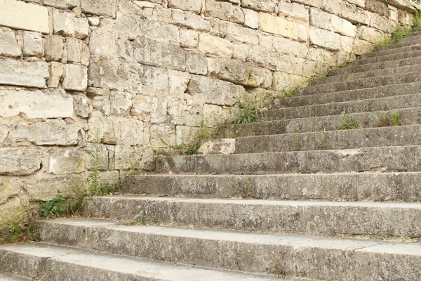 Antiguas escaleras y columnas cubiertas con hojas de hiedra — Foto de Stock