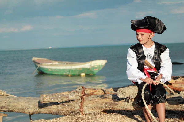 Charming young pirate boy — Stock Photo, Image