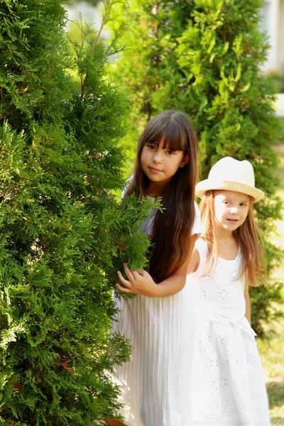 Glada barn som leker i parken — Stockfoto