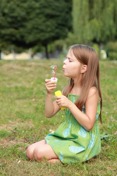 Girl with bubbles — Stock Photo, Image