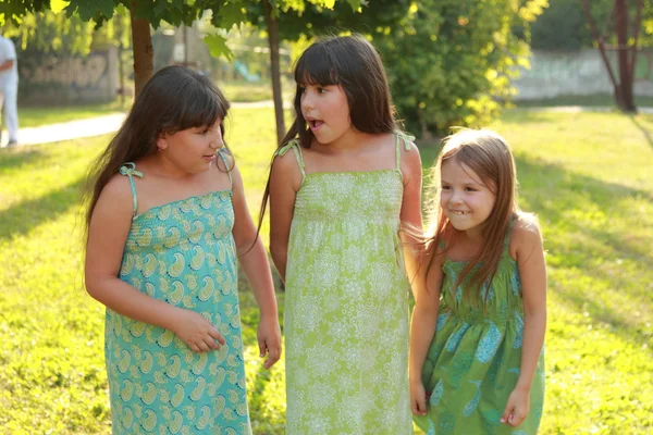 Three funny happy little girls — Stock Photo, Image