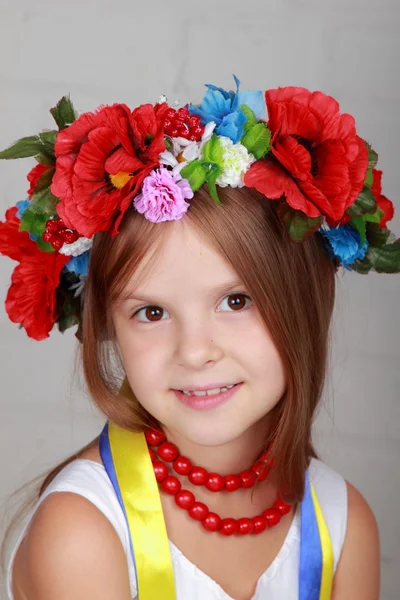 Beautiful girl with traditional costume of Ukraine — Stock Photo, Image
