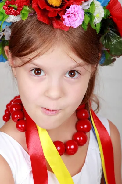 Beautiful girl with traditional costume of Ukraine — Stock Photo, Image