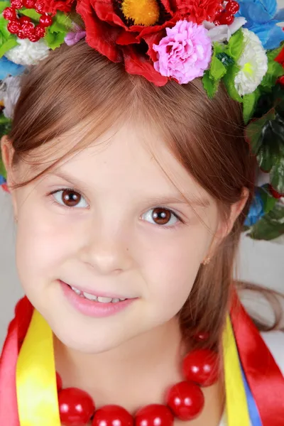 Beautiful girl with traditional costume of Ukraine — Stock Photo, Image