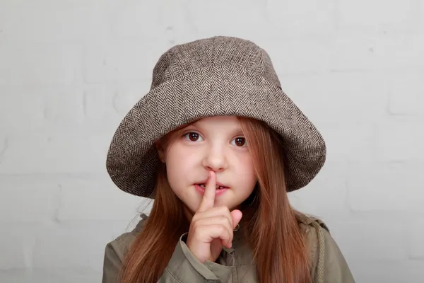 Beautiful happy and young stylish little girl — Stock Photo, Image