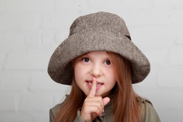 Beautiful happy and young stylish little girl — Stock Photo, Image