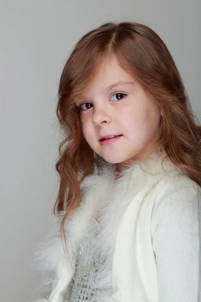 Child on gray background — Stock Photo, Image