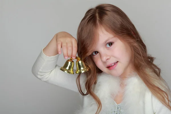 Girl holding a Christmas ball — Stock Photo, Image