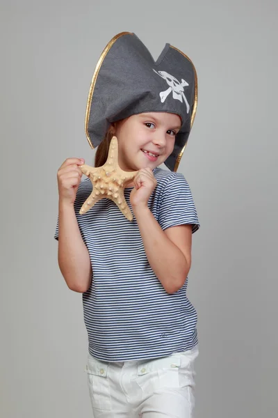 Girl in the costume of the pirate — Stock Photo, Image