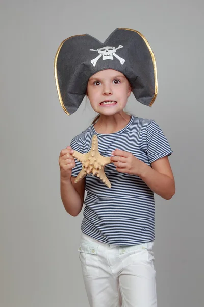 Girl in the costume of the pirate — Stock Photo, Image