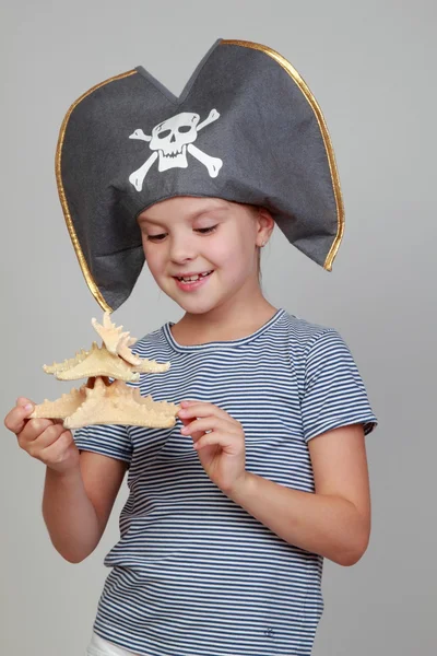 Girl in the costume of the pirate — Stock Photo, Image