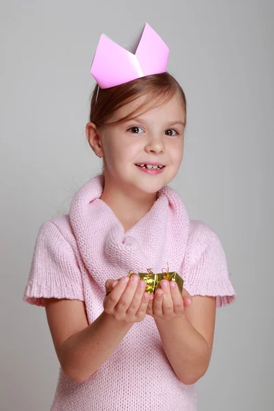 Princess in pink tiara — Stock Photo, Image