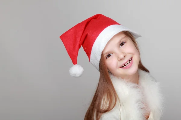 Flicka i tomte hatt — Stockfoto