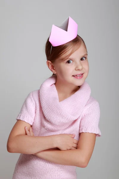 Girl with a pink crown — Stock Photo, Image