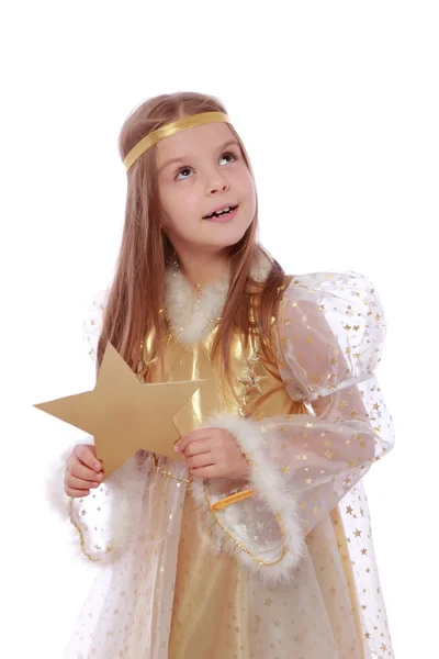 Aniołek gospodarstwa złota gwiazda — Zdjęcie stockowe