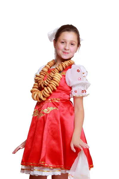 Mädchen in traditioneller russischer Tracht — Stockfoto