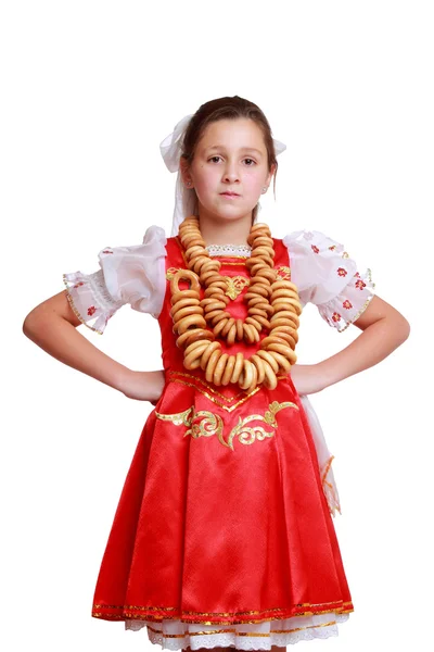 Girl wearing traditional russian costume — Stock Photo, Image