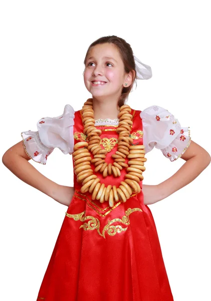 Girl wearing traditional russian costume — Stock Photo, Image