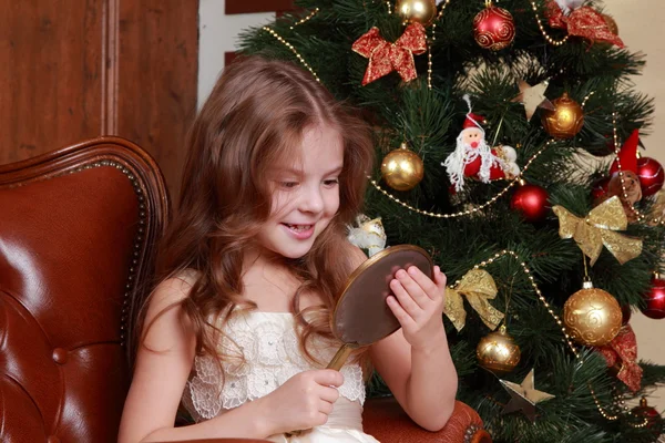 Beautiful princess near the fur-tree — Stock Photo, Image