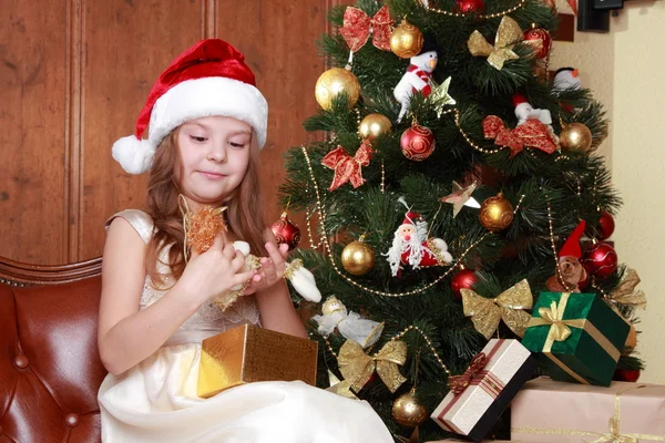 Bella principessa vicino all'albero di pelliccia — Foto Stock