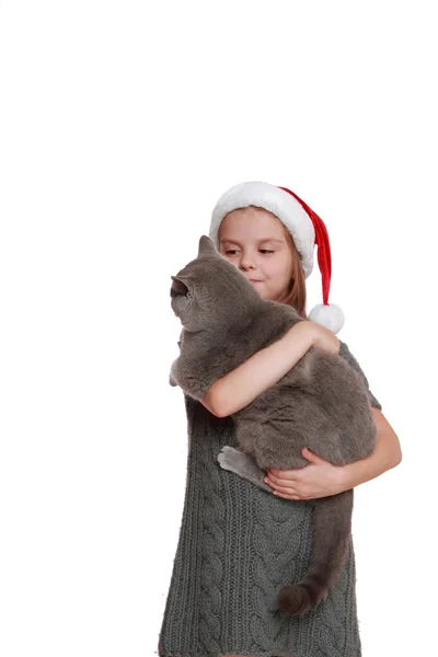 Meisje met haar nieuwe kat — Stockfoto