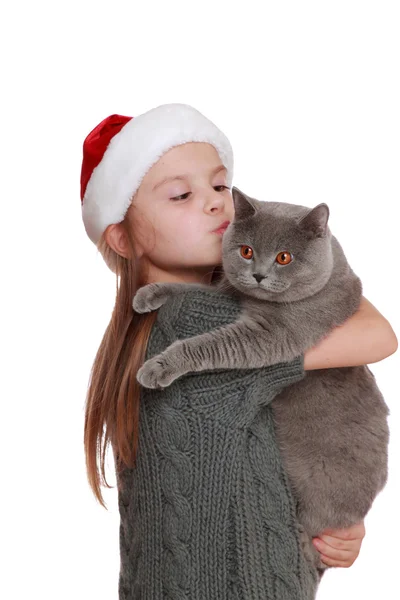 Petite fille avec son nouveau chat — Photo