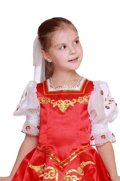 Junge Mädchen tanzen im russischen Nationalanzug — Stockfoto