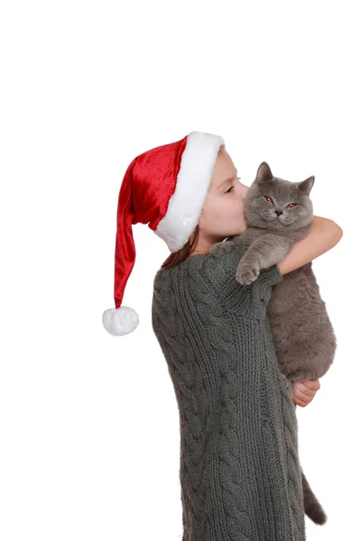 Little girl with her new cat — Stock Photo, Image