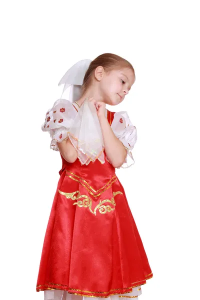 Chica danza en traje nacional ruso — Foto de Stock